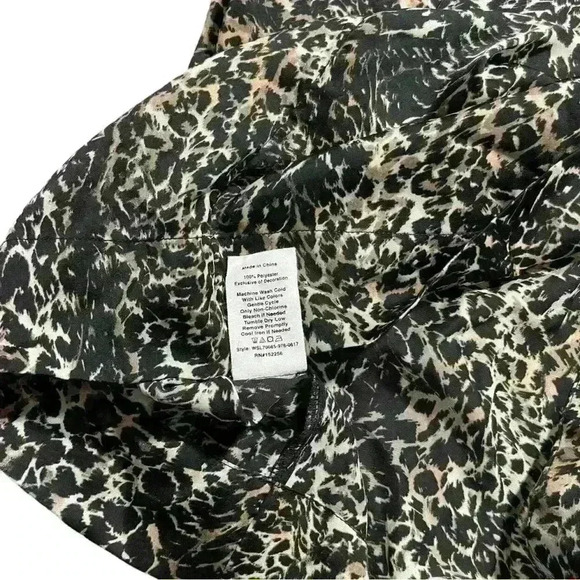 Avec Les Filles Animal Leopard Print Shirt Dress Black Almond Combo Size Medium - Picture 6 of 9